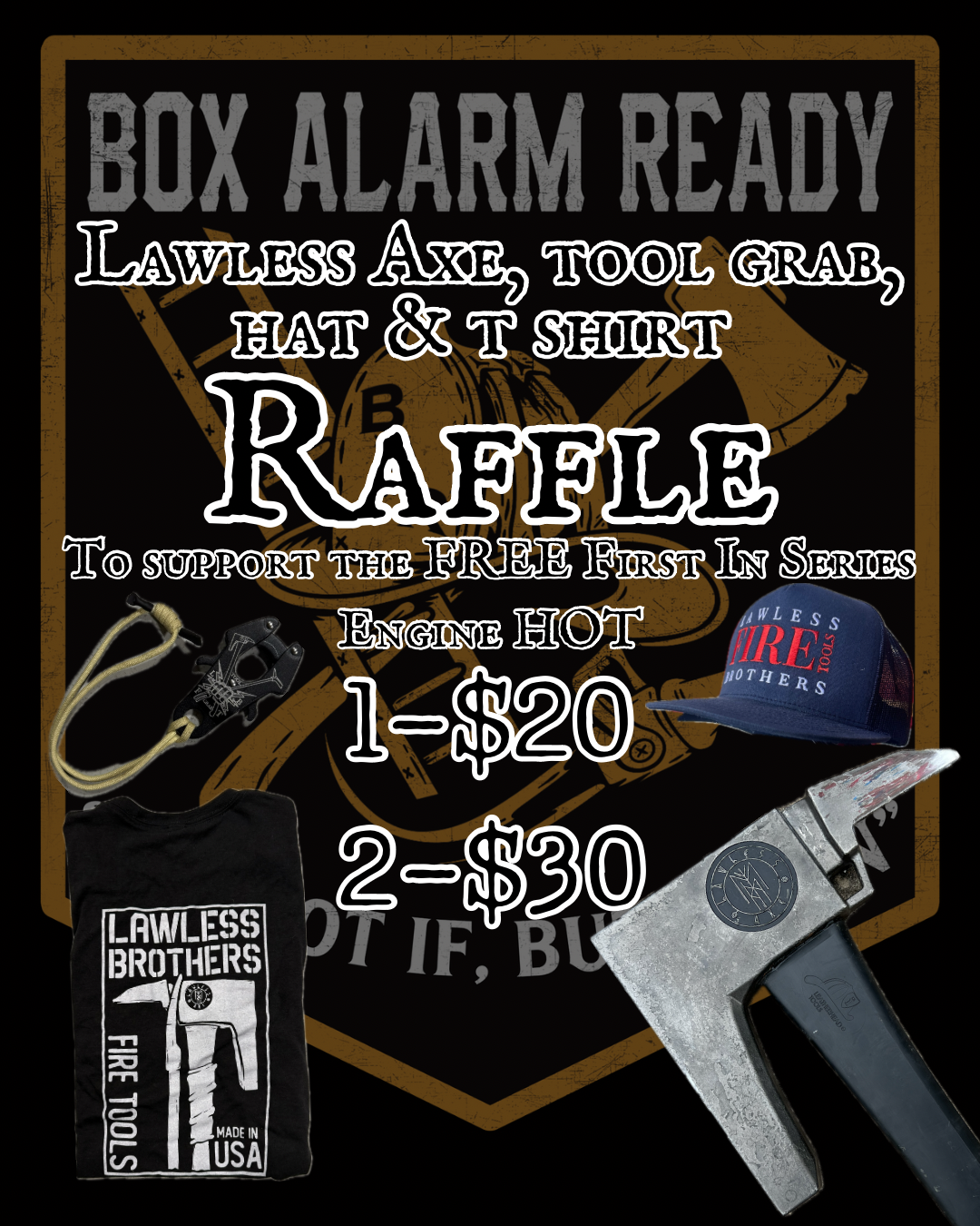 B.A.R. First In Series Raffle Axe, Grab, Hat, Shirt & Sticker Pack